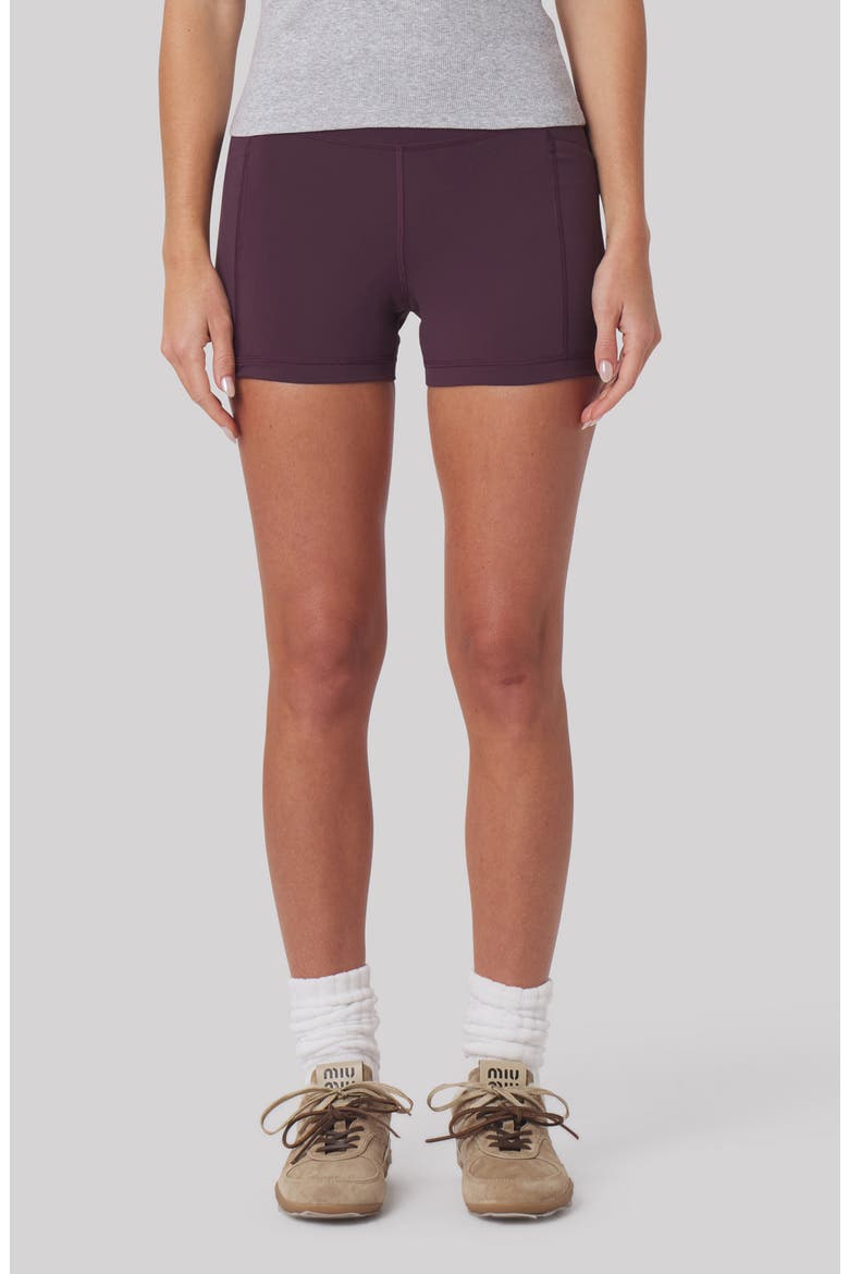 Heather High Waist Pocket Bike Shorts, Main, color, VAMP BURGUNDY