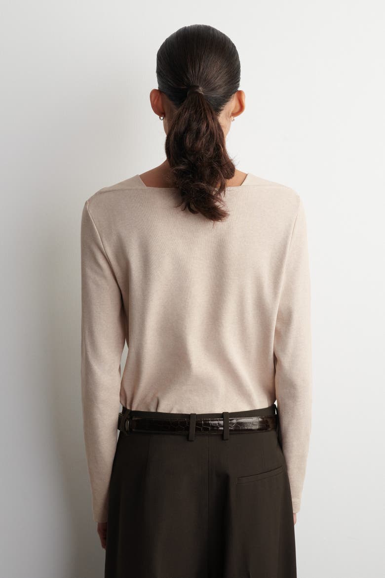 Cotton Jersey Long-sleeved Top, Alternate, color, ECRU