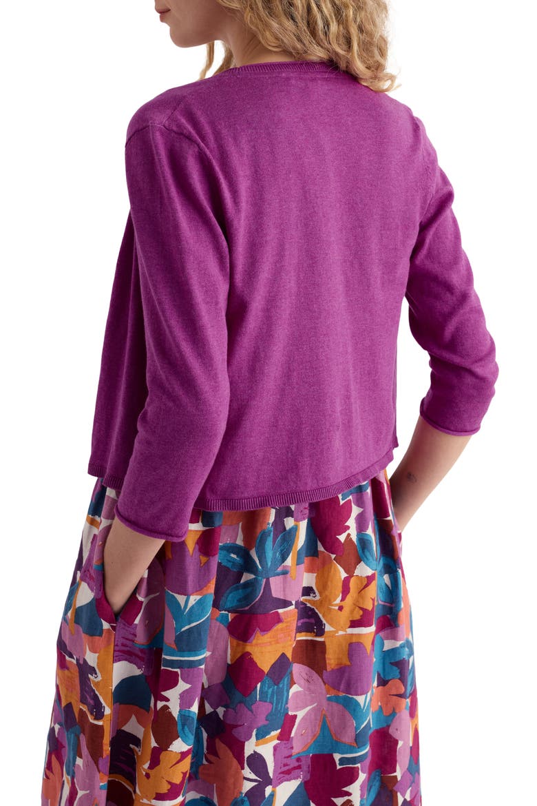 Vanessa Open Front Organic Cotton Crop Cardigan, Alternate, color, ORCHID