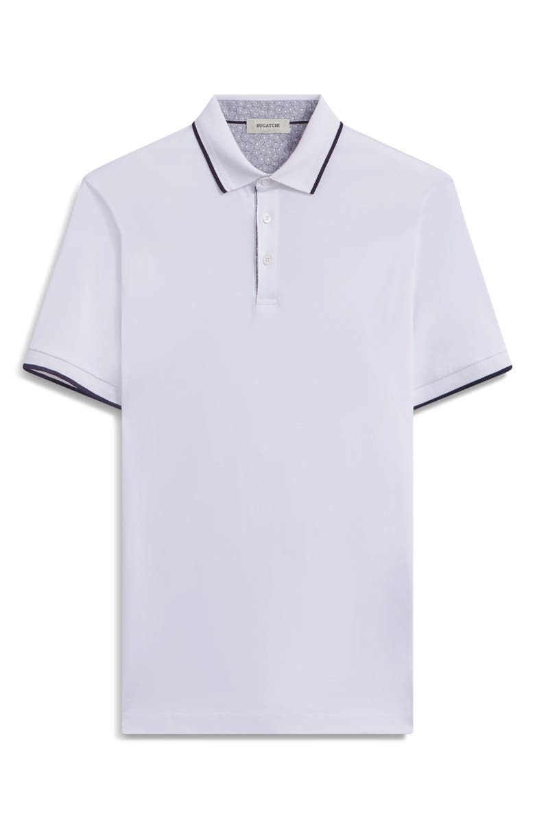 Bugatchi Tipped Contrast Collar Polo, Alternate, color, White