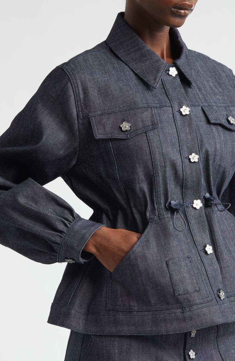 Cecilie Bahnsen CBCandida Denim Peplum Jacket, Alternate, color, Indigo Denim