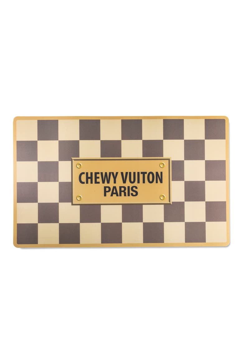 Checker Chewy Vuiton Placemat, Main, color, BROWN TAN