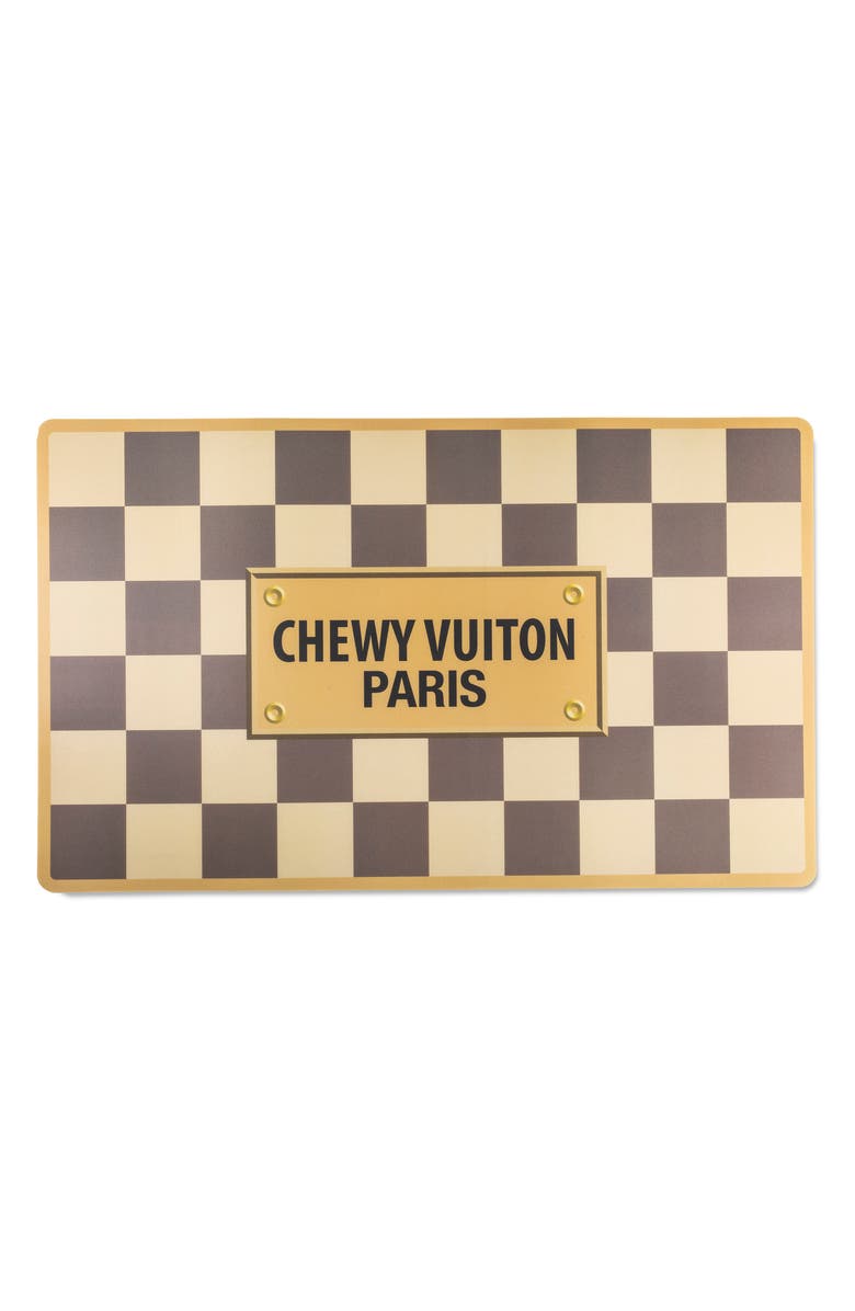 Haute Diggity Dog Checker Chewy Vuiton Placemat, Main, color, Brown Tan