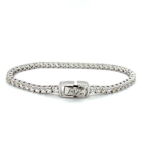 Anna Zuckerman Luxe G Color 5 Carat Tennis Bracelet Four Prong Bracelet In Platinum