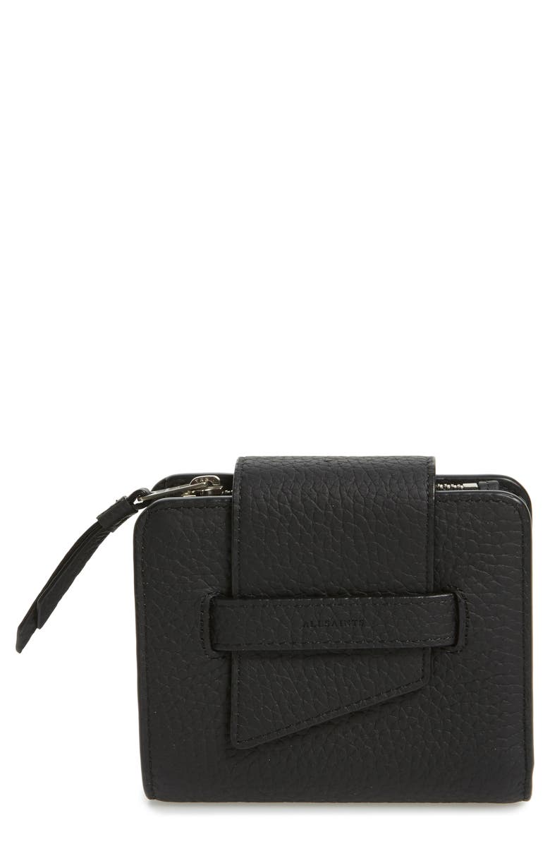 AllSaints Small Ray Leather Wallet, Main, color, 