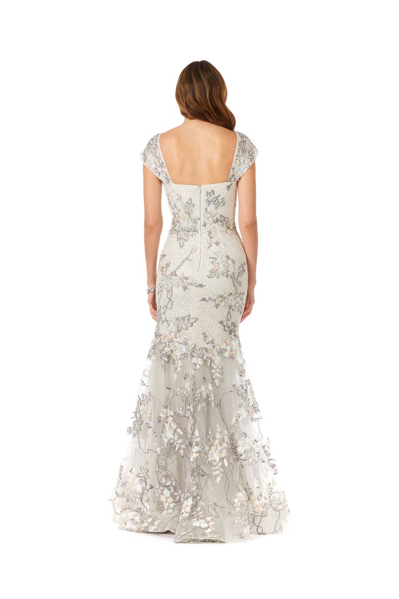 Cap Sleeve Mermaid Gown, Alternate, color, Grey