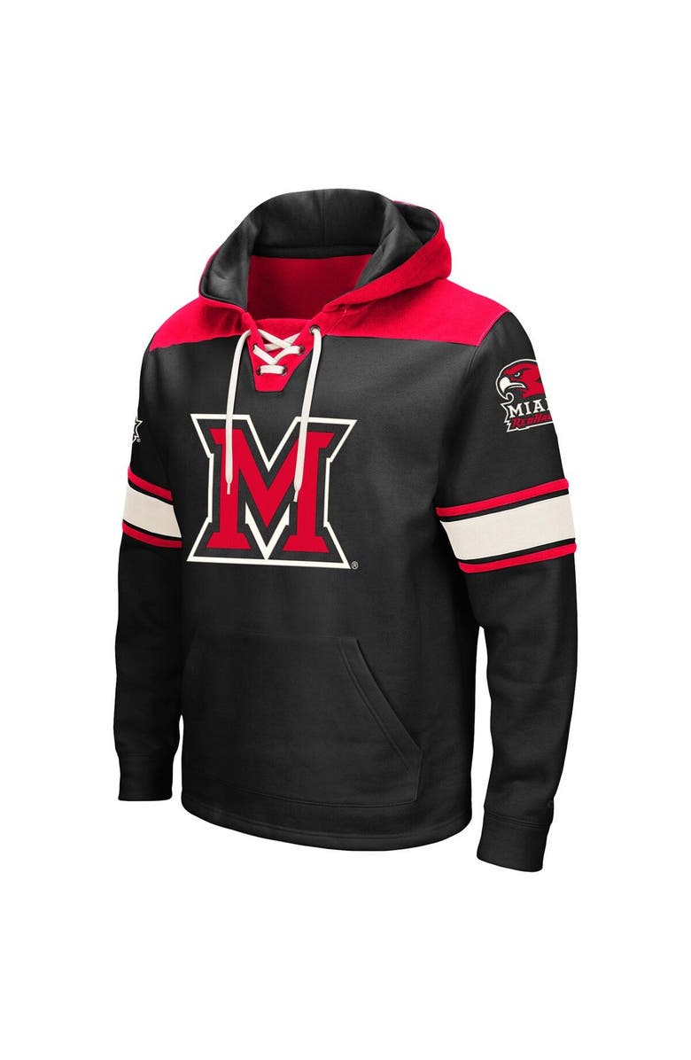 COLOSSEUM Men's Colosseum Black Miami University RedHawks 2.0 Lace-Up Pullover Hoodie, Alternate, color, Black