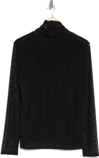 T Tahari Long Sleeve Turtleneck Mesh Top Nordstromrack
