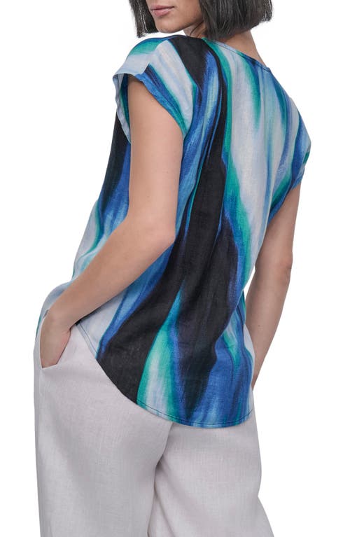Dkny V-neck Linen Top In Caribbean