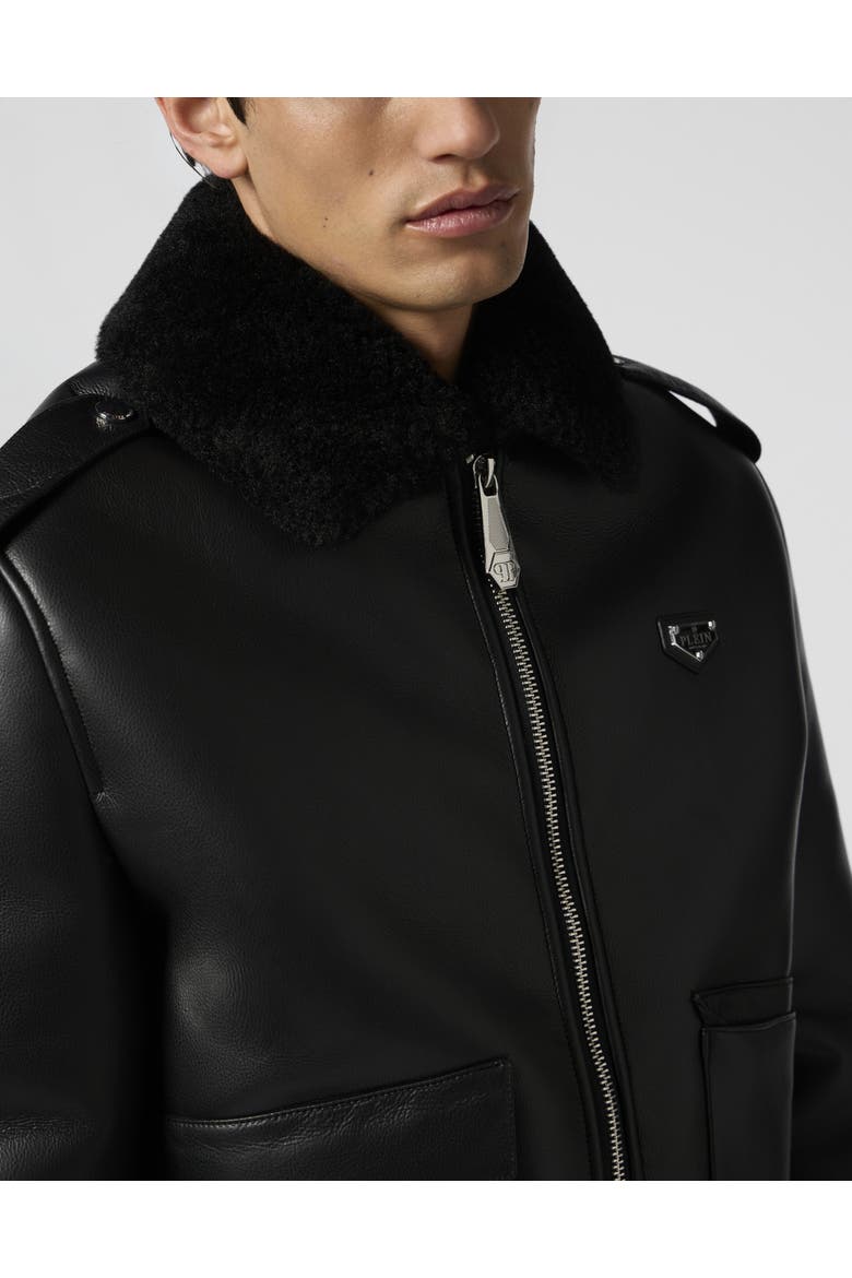 Eco Shearling Aviator Jacket Men, Alternate, color, black
