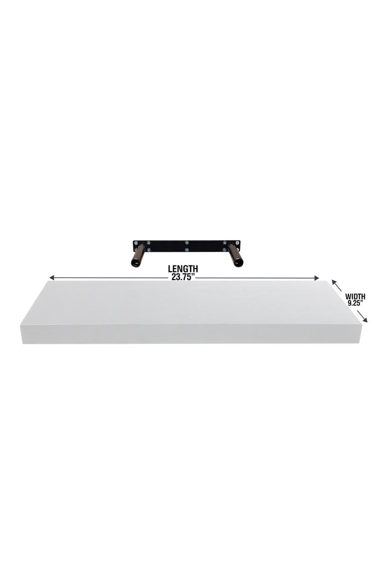 Set of 2 White Floating Rectangle Wall Shelves, Alternate, color, WHITE