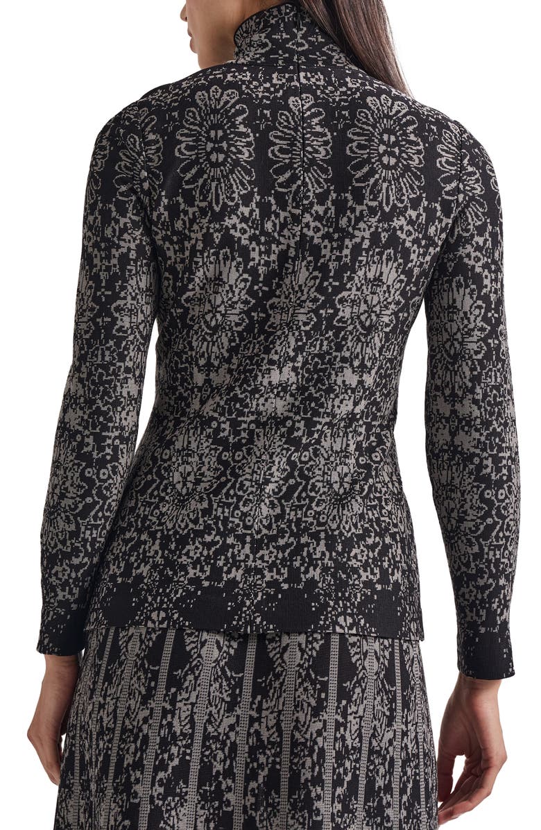 Misook Medallion Pattern Knit Mock Neck Tunic, Alternate, color, 