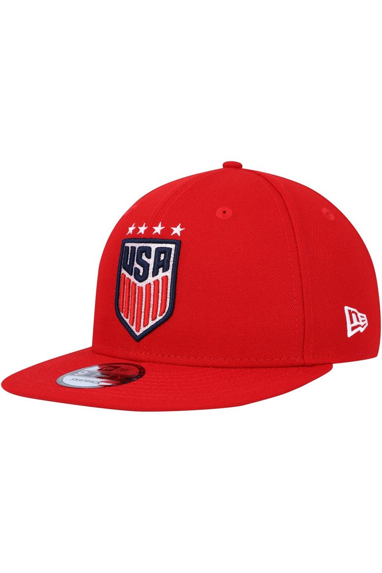 Men's New Era Red USWNT Team Basic 9FIFTY Snapback Hat, Main, color, Red
