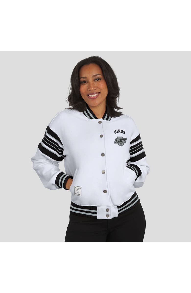 WEAR by Erin Andrews Women's WEAR by Erin Andrews White/Black Los Angeles Kings Full-Snap Fleece Sweatshirt Jacket, Alternate, color, 