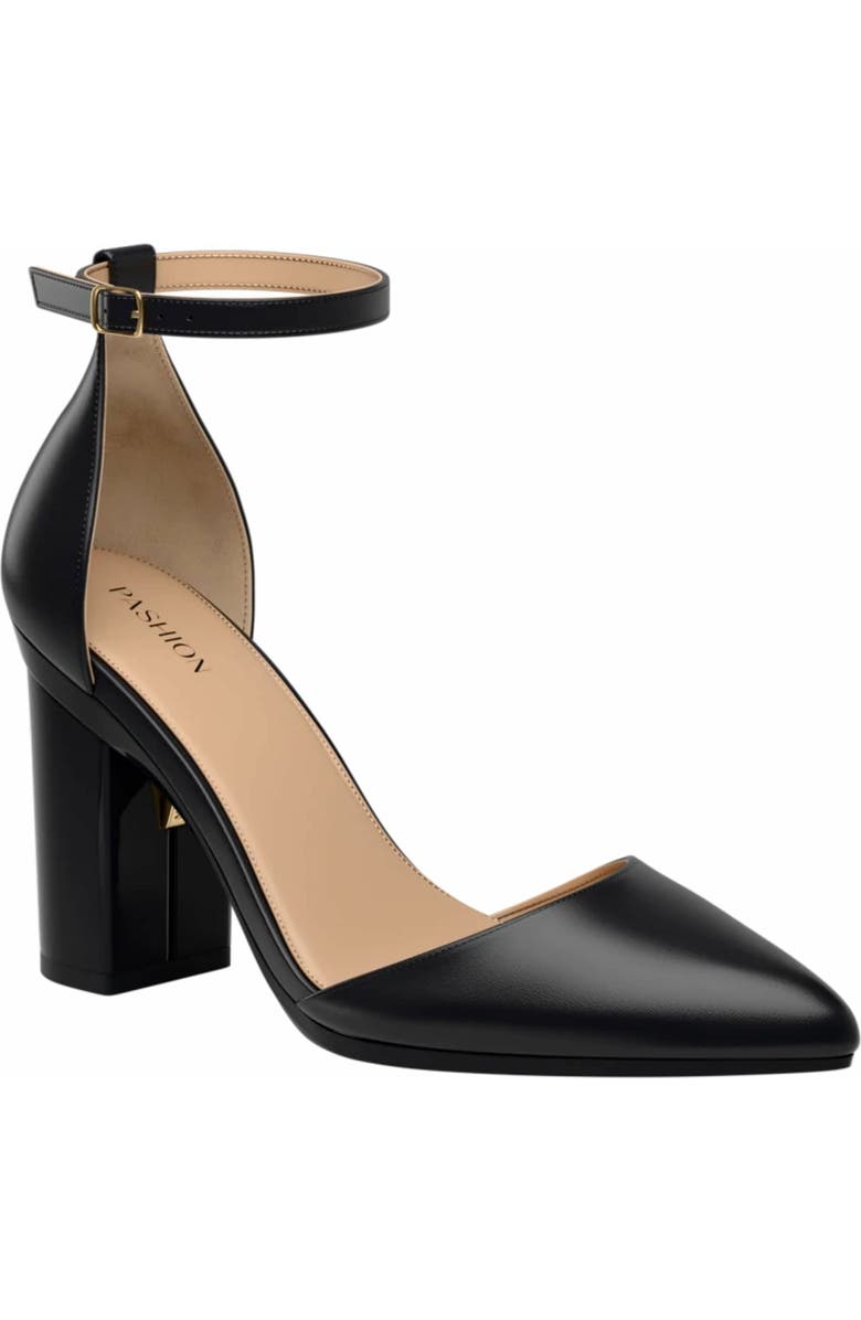 Pashion Footwear The D'Orsay 4" Block Heel, Main, color, Coal Leather