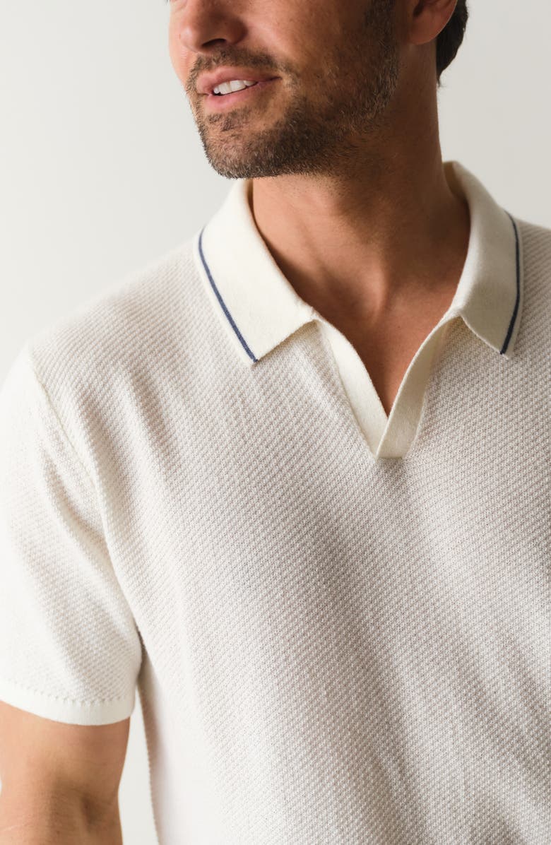 Marine Layer Greyson Short Sleeve Polo Sweater, Alternate, color, White
