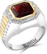 EFFY Men's Diamond & Garnet Two-Tone Signet Ring