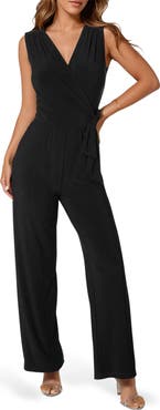 bebe Sleeveless Faux Wrap Jumpsuit