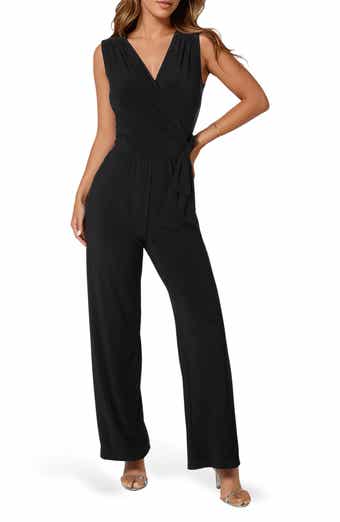 bebe Sleeveless Faux Wrap Jumpsuit