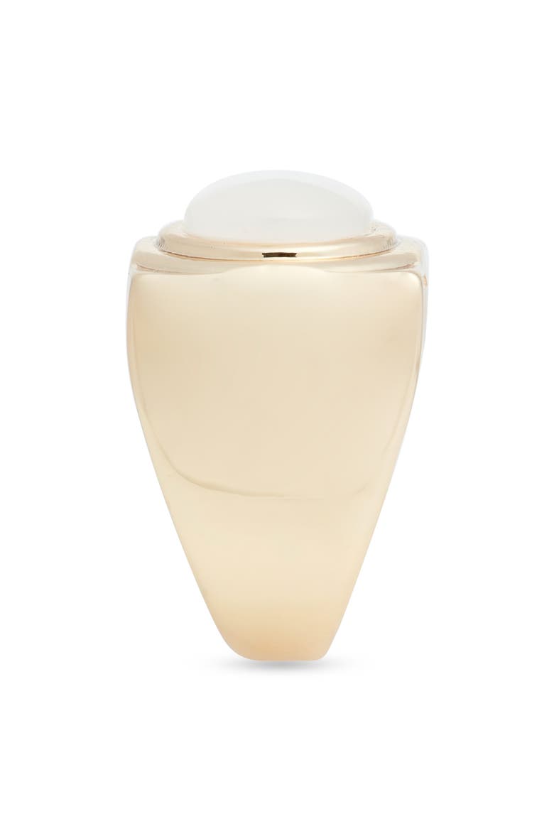 Wide Oval Resin Signet Ring, Alternate, color, WHITE- GOLD