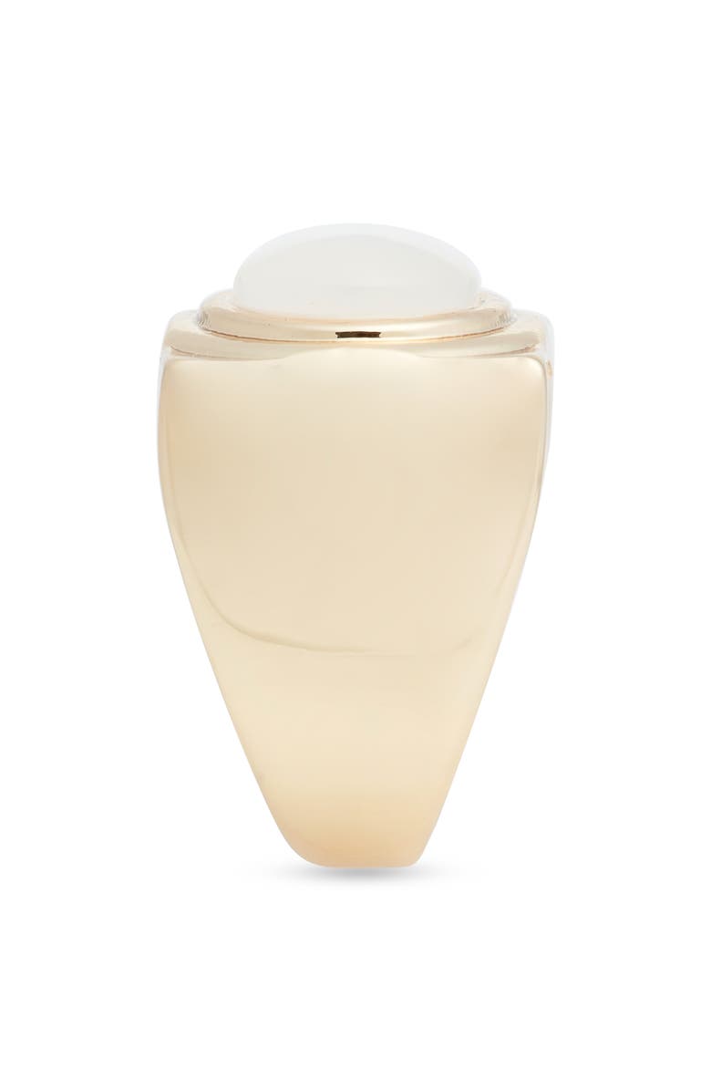 Nordstrom Wide Oval Resin Signet Ring, Alternate, color, White- Gold