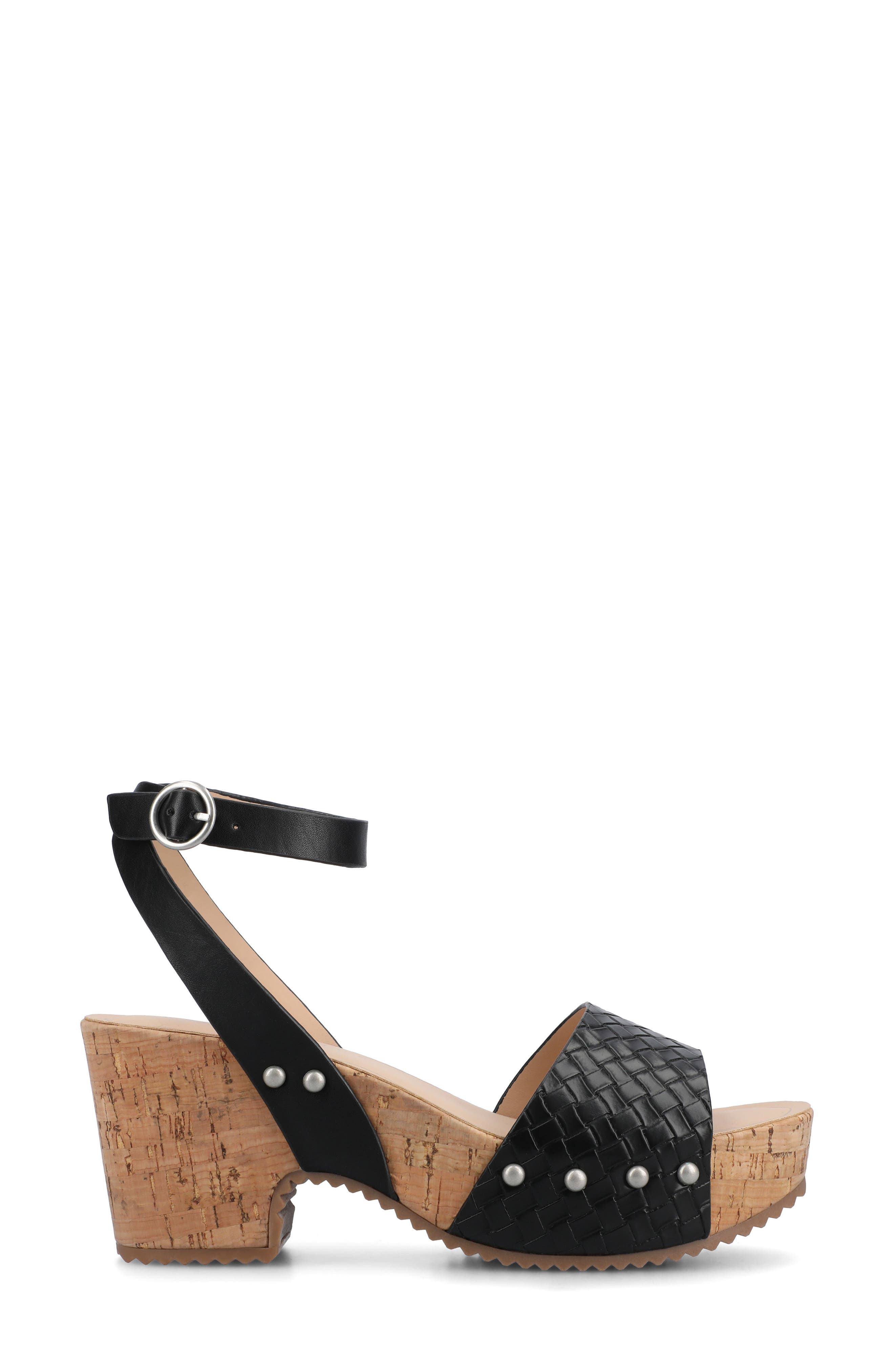 Journee Collection Vanessa Block Heel Platform Sandal, Alternate, color, Black Woven