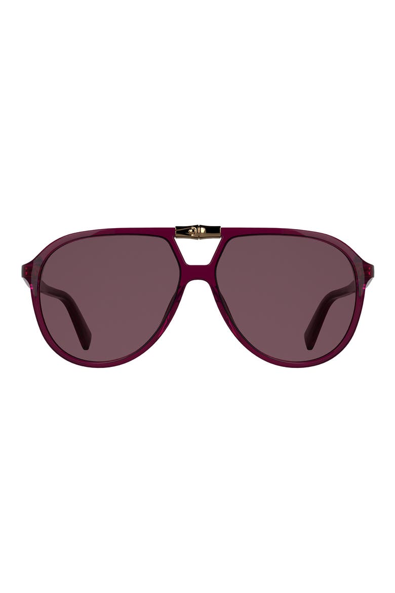 Roseau 58mm Aviator Sunglasses, Main, color, TRANSPARENT BURGUNDY