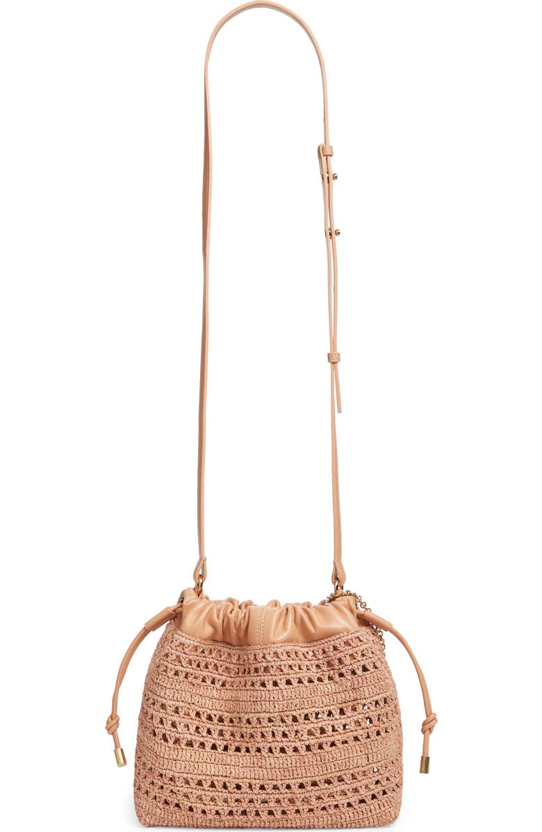 Chloé Mini Summer Banana Woven Raffia Drawstring Shoulder Bag, Alternate, color, Summery Beige