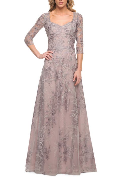 Lace Mother of the Bride Dress with Full Skirt