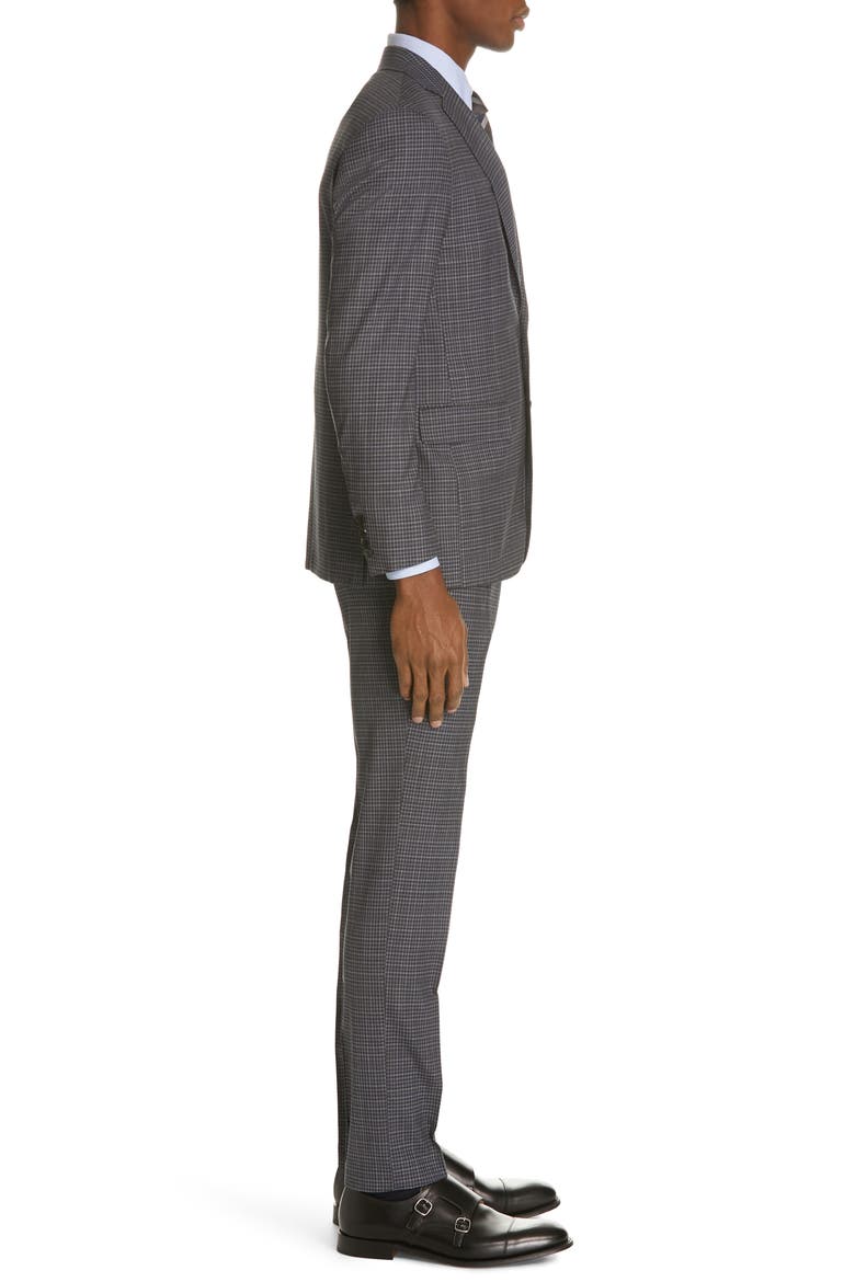 Milano Trim Fit Check Wool Suit, Alternate, color, CHARCOAL