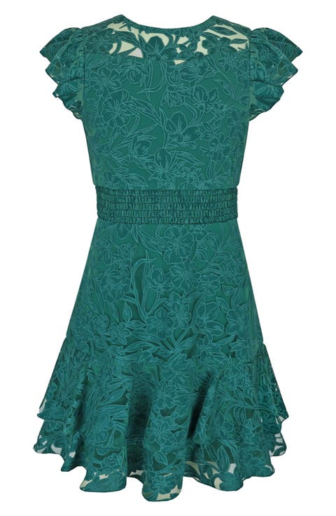 Kids' Burnout Lace Overlay Party Dress