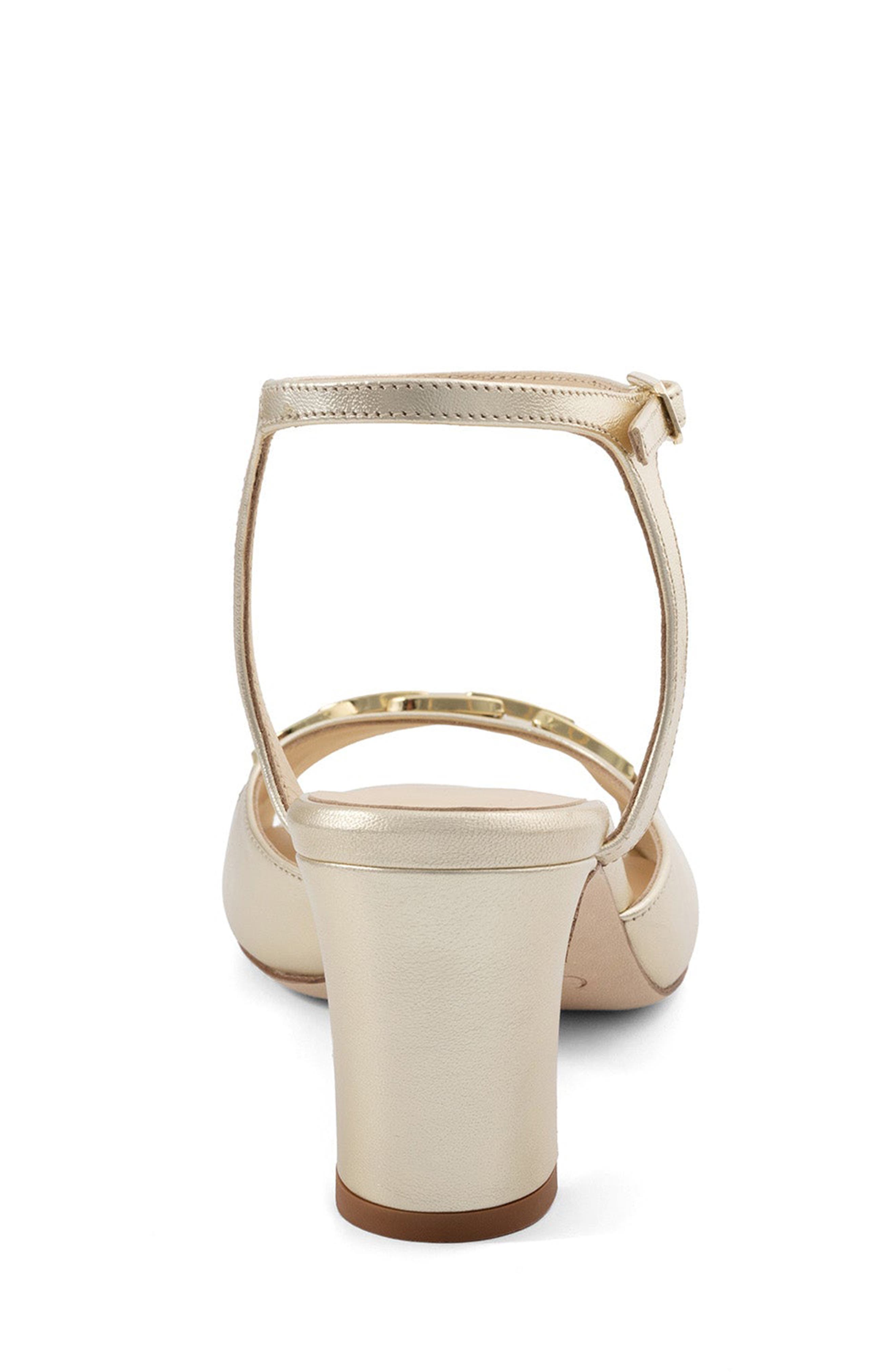 Tessa Sandal Leather Block Heel, Alternate, color, Champagne