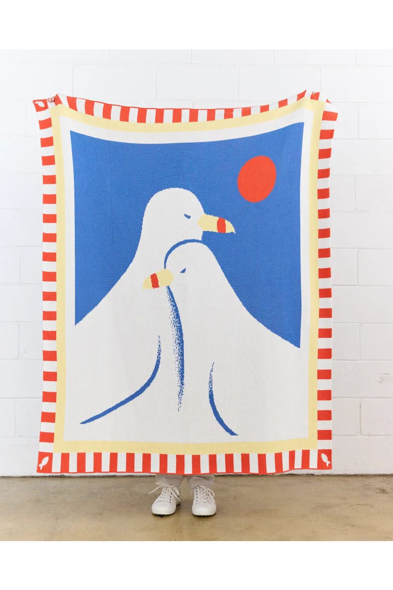 Lovebirds Knit Throw Blanket, Alternate, color, Sunrise