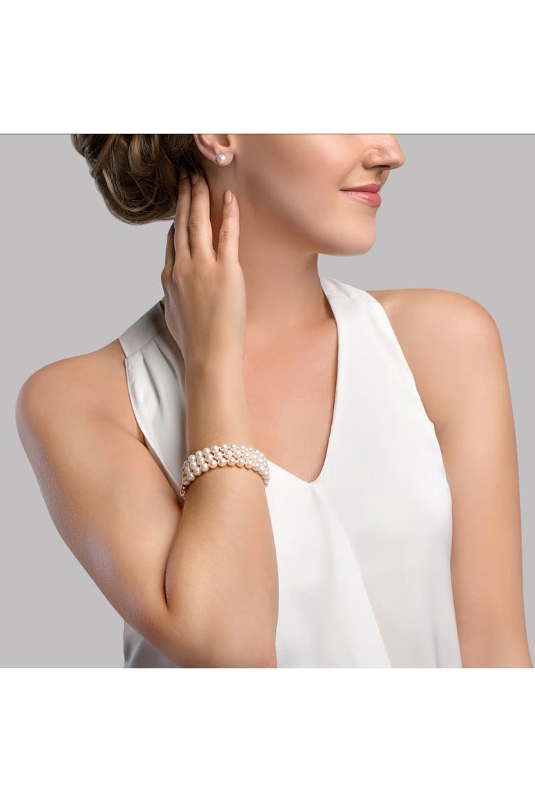 Triple Akoya Pearl Bracelet, Alternate, color, White Pearls