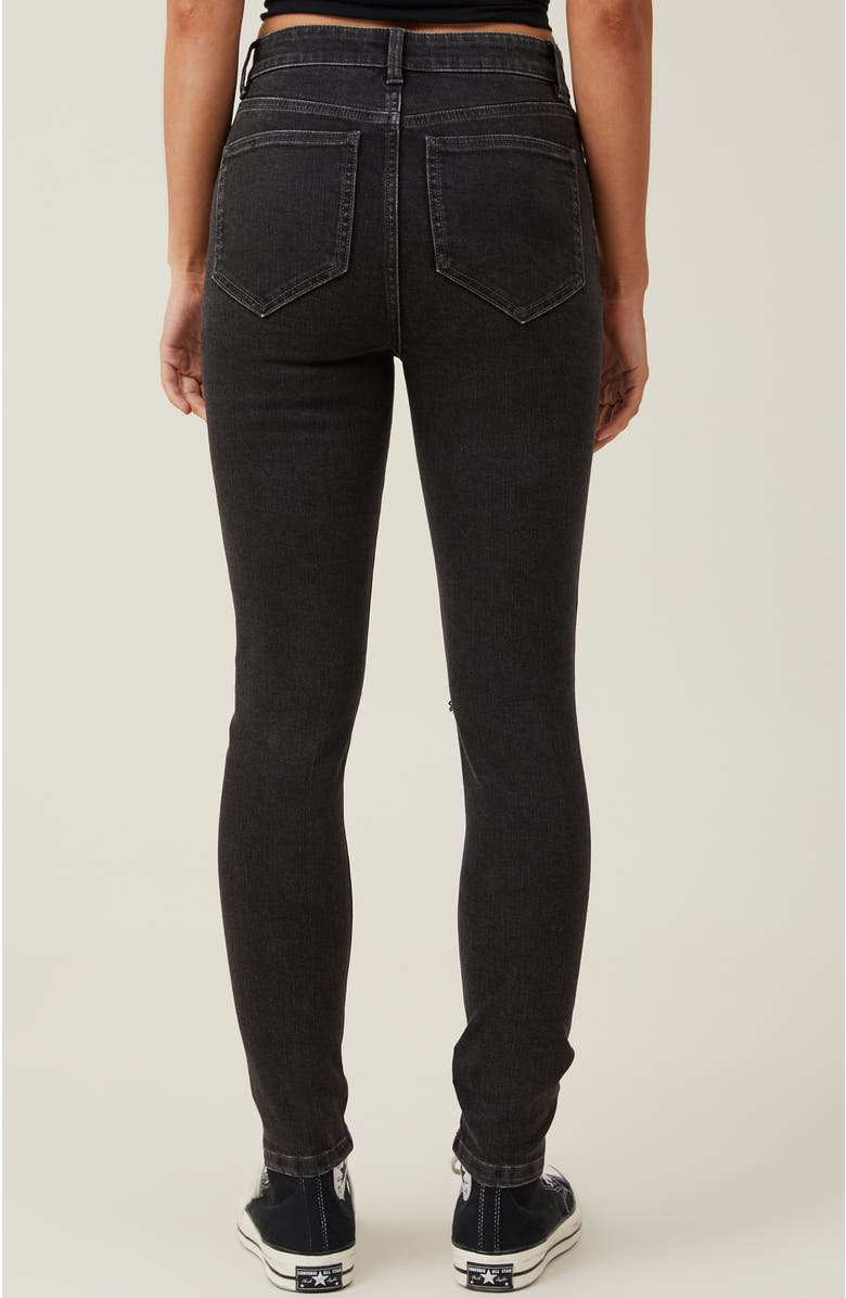 Cotton On Women's High Rise Skinny Jean, Alternate, color, Graphite Black Rip