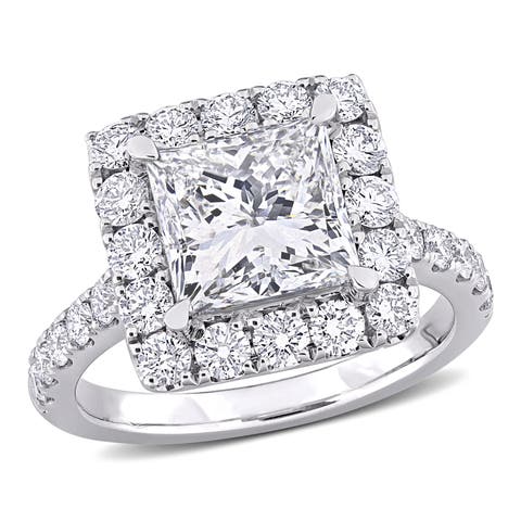 4-1/3 CTW Lab-Grown Diamond Princess Halo Ring 14k