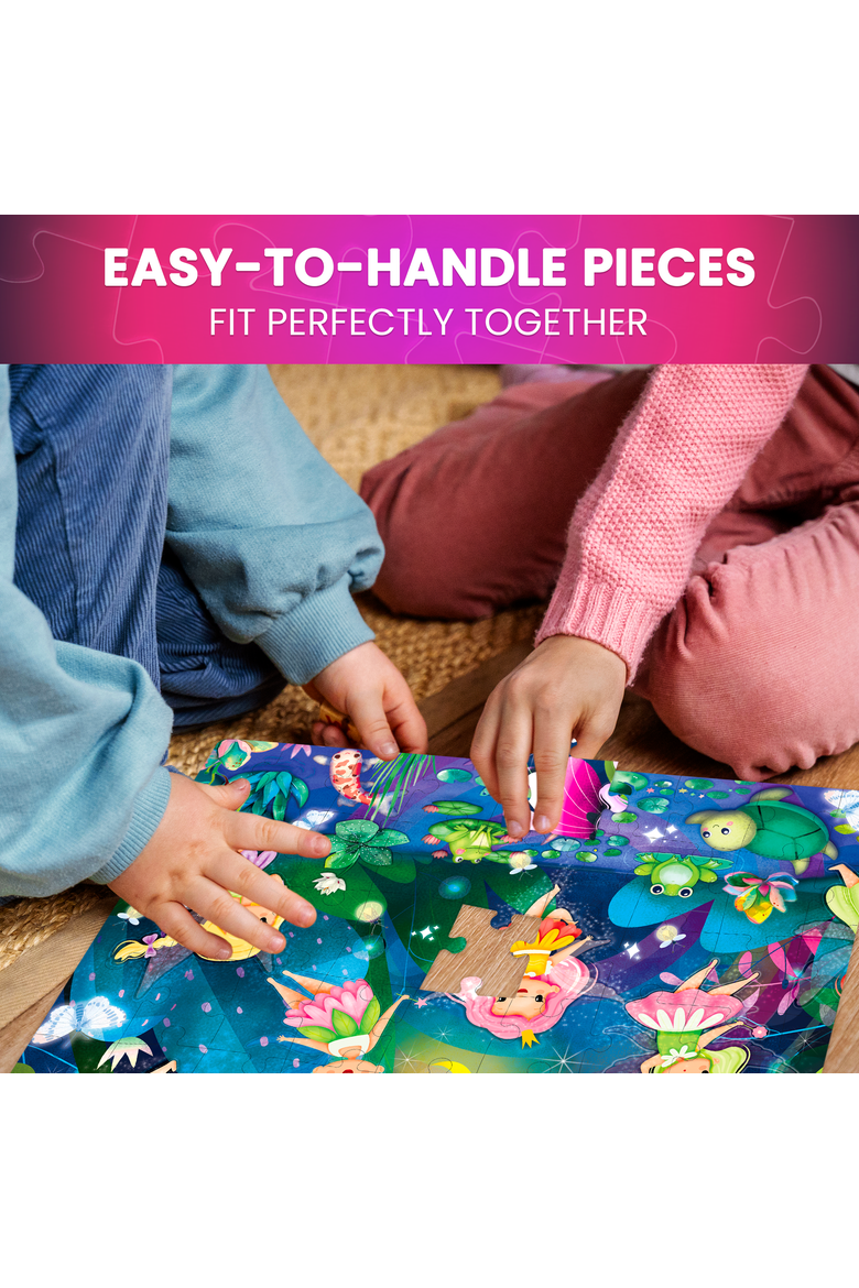 4-Pack 60-Piece Glow-in-the-Dark Kids Jigsaw Puzzles - Fantasy Themes, Alternate, color, 4x60Girls