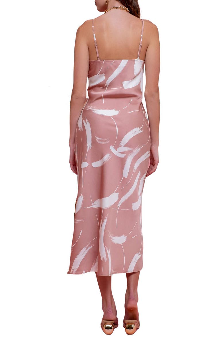 Blu Pepper Brushstroke Satin Midi Dress, Alternate, color, Rose