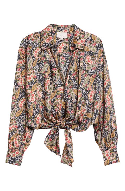 Marianna Paisley Tie Hem Button-Up Shirt