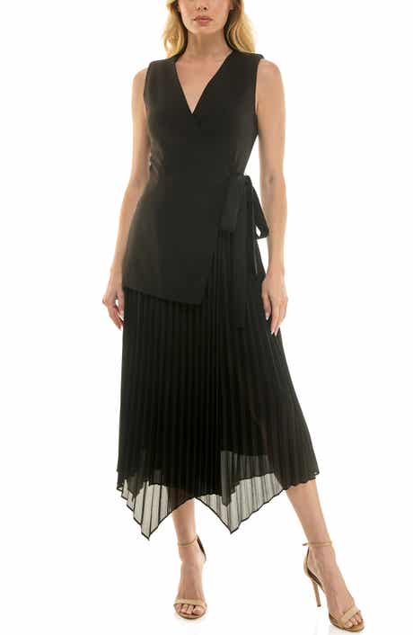 Socialite Mixed Media Pleated Dress