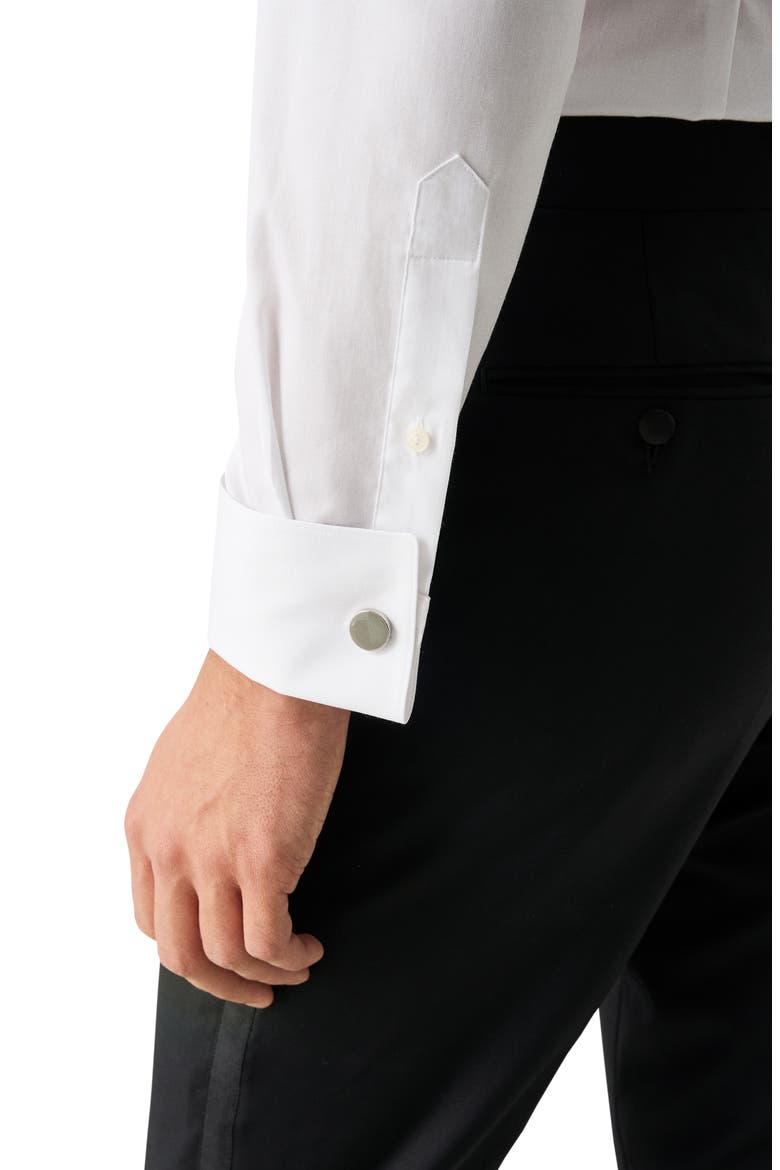 Slim Fit Striped Bib Tuxedo Shirt, Alternate, color, WHITE