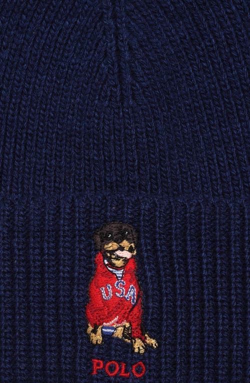 Polo Ralph Lauren Usa Dog Beanie In Blue