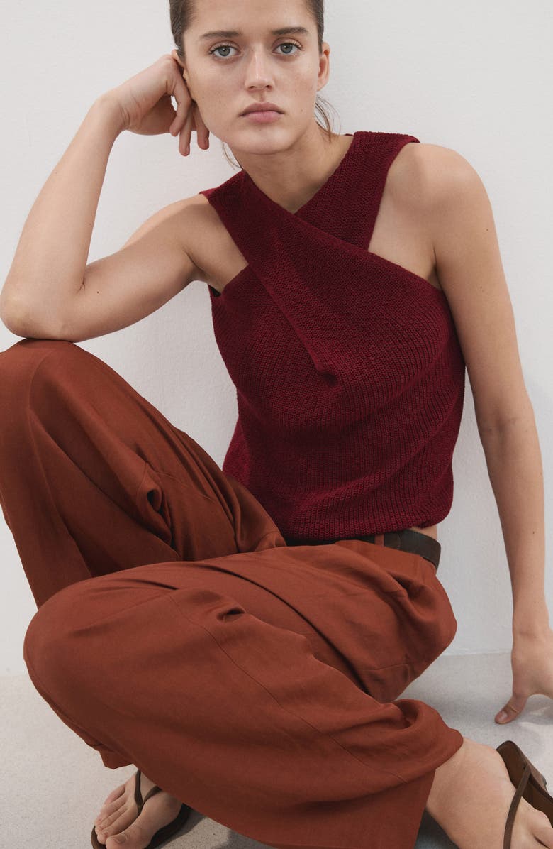 MANGO Knit Sleeveless Top, Alternate, color, Maroon