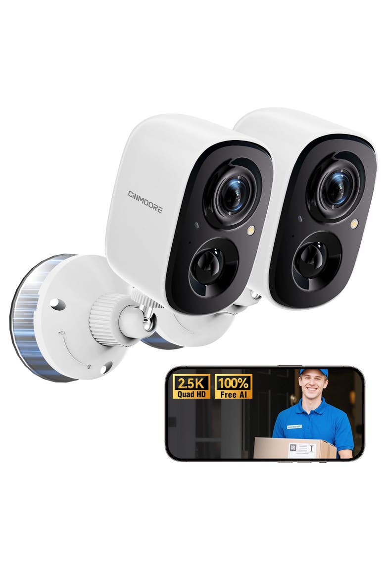 2 pack Smart Indoor WiFi Camera, Main, color, White