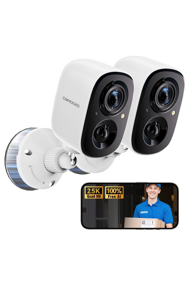 Cinmoore 2 pack Smart Indoor WiFi Camera, Main, color, White