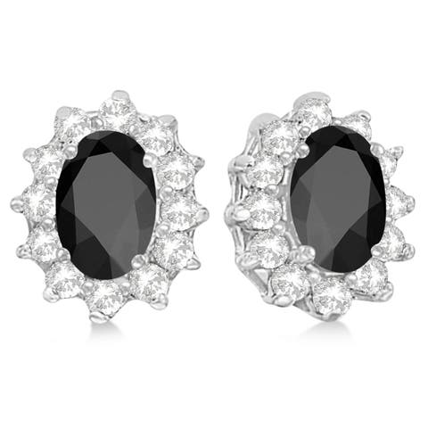 Oval Black Onyx & Diamond Accented Earrings 14k