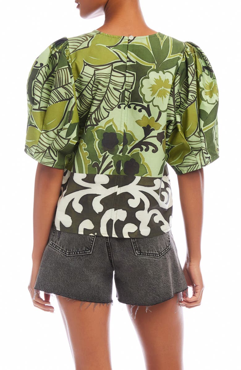 FIFTEEN TWENTY Puff Sleeve Mix Print Top, Alternate, color, Print