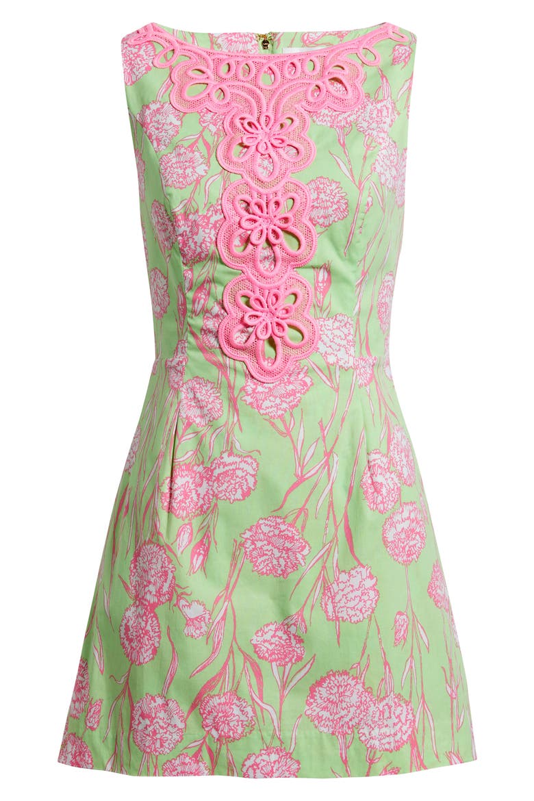 Elanie Lace Appliqué Floral Stretch Cotton Skirted Romper, Alternate, color, PISTACHIO MACARON ALINA