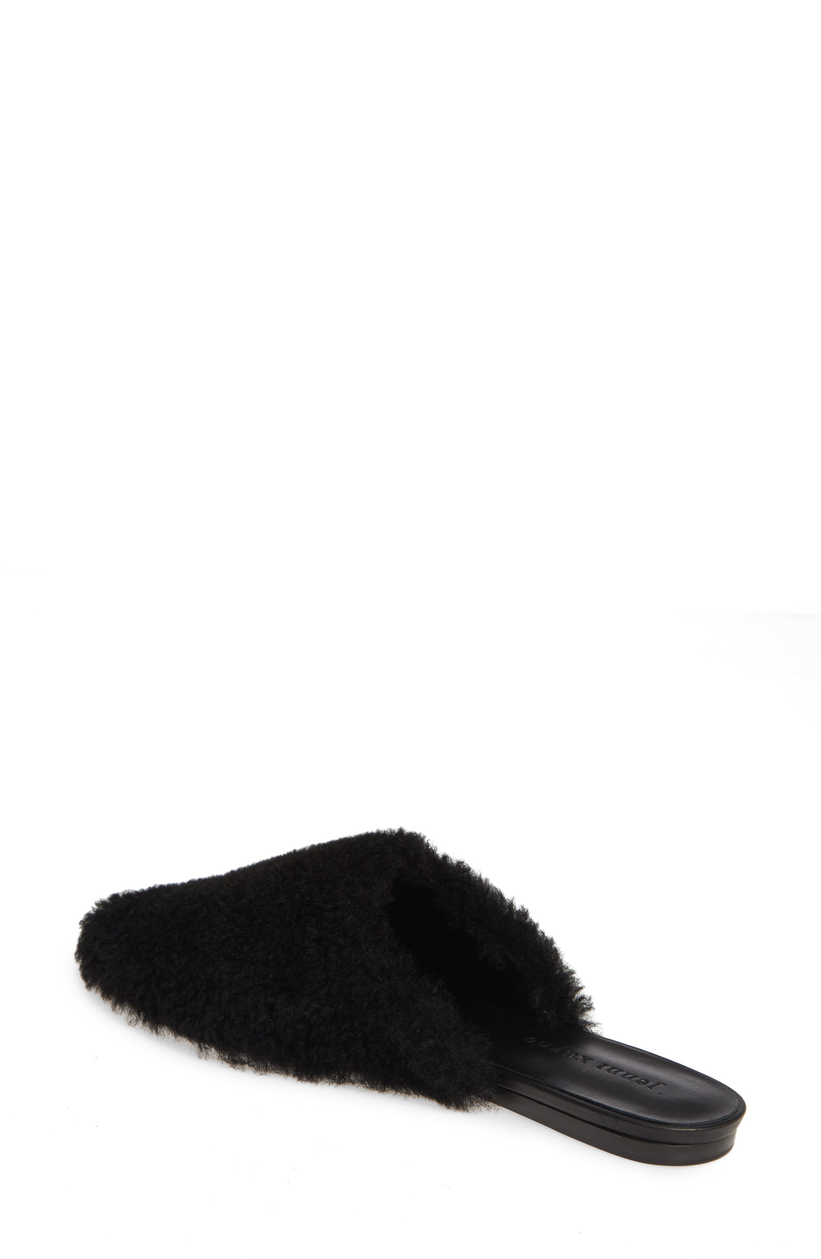 Genuine Shearling Mule, Alternate, color, BLACK