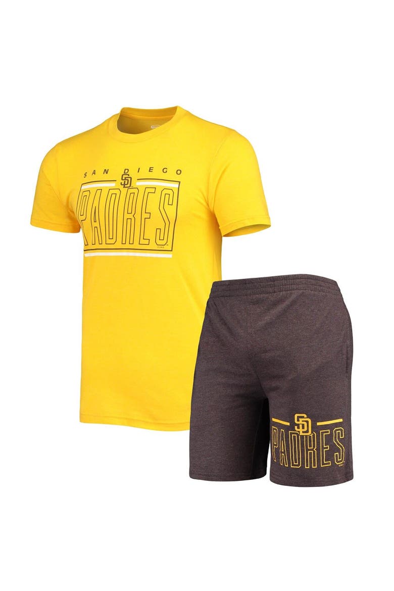 Men's Concepts Sport Brown/Gold San Diego Padres Meter T-Shirt and Shorts Sleep Set, Main, color, Brown